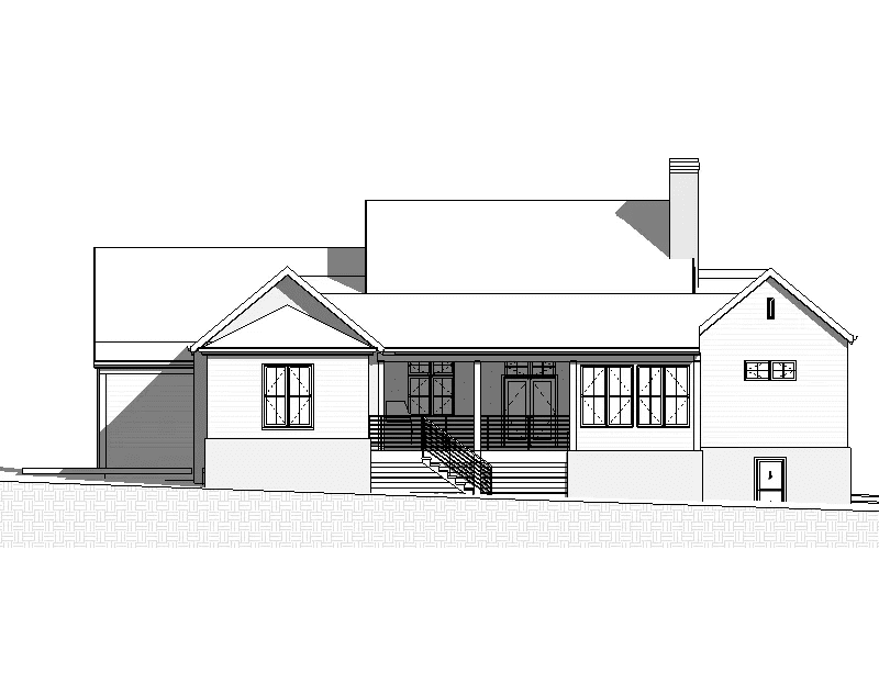 A drawing of the rear of a house