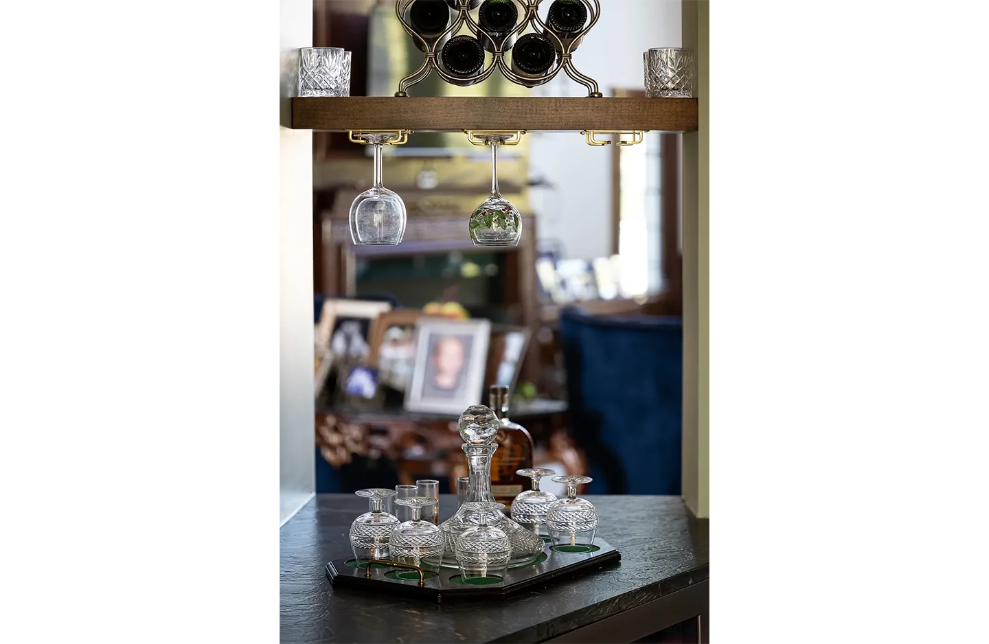 A table with cups and glasses on it